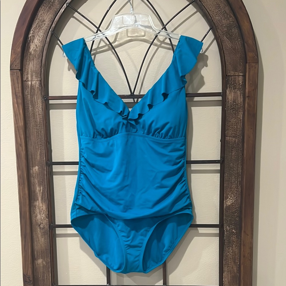Teal Ruffled One-Piece Swimsuit